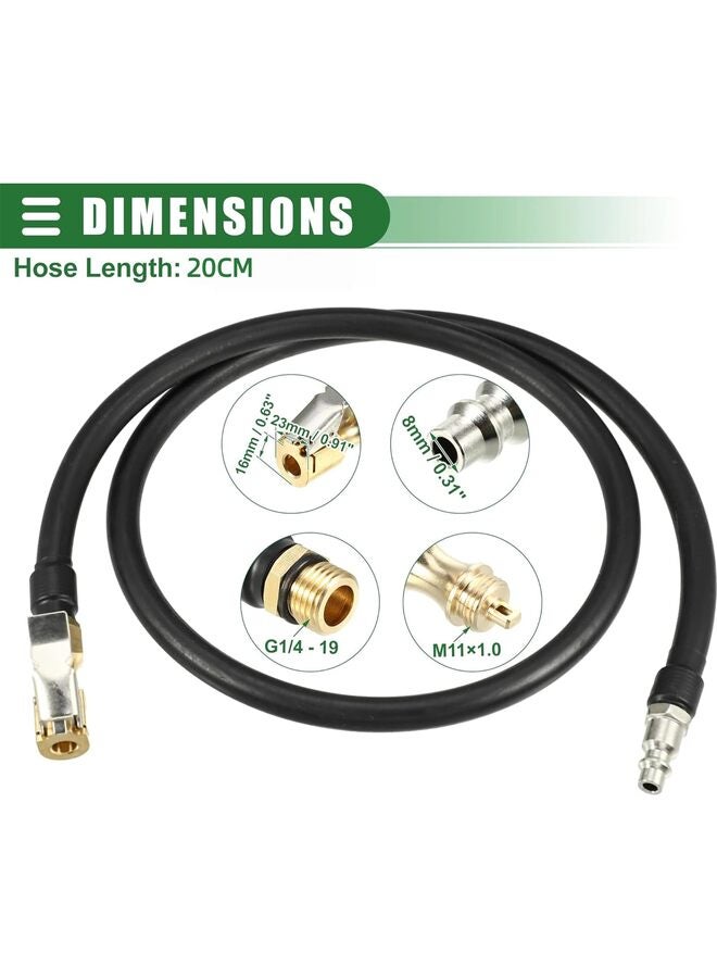 LAMAY Inflatable Extension Rubber Hose,Tire Inflator Extension Tube Tyre Pump Quick Inflation Chuck Adapter Hose Quick-Inflation Clip,with Clip for Car,Bike,Truck Shrader Valve (Size : 20CM) - Image 2